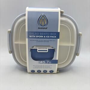 All-in-One Salad Lunch Container, Bento Lunch Box 47.5-oz SPORK & ICEPACK- BLUE